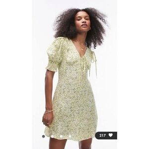 Topshop Green Floral Mini Dress